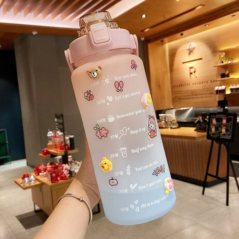Large Capacity Gradient Color 2L Fitness Water Bottle - ShopNookk