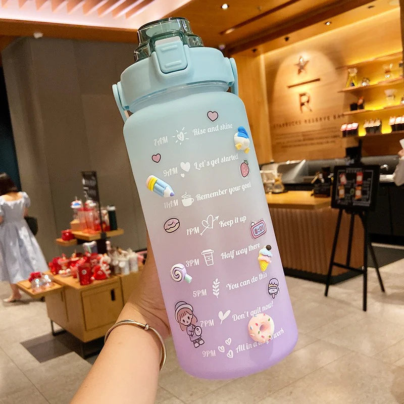 Large Capacity Gradient Color 2L Fitness Water Bottle - ShopNookk