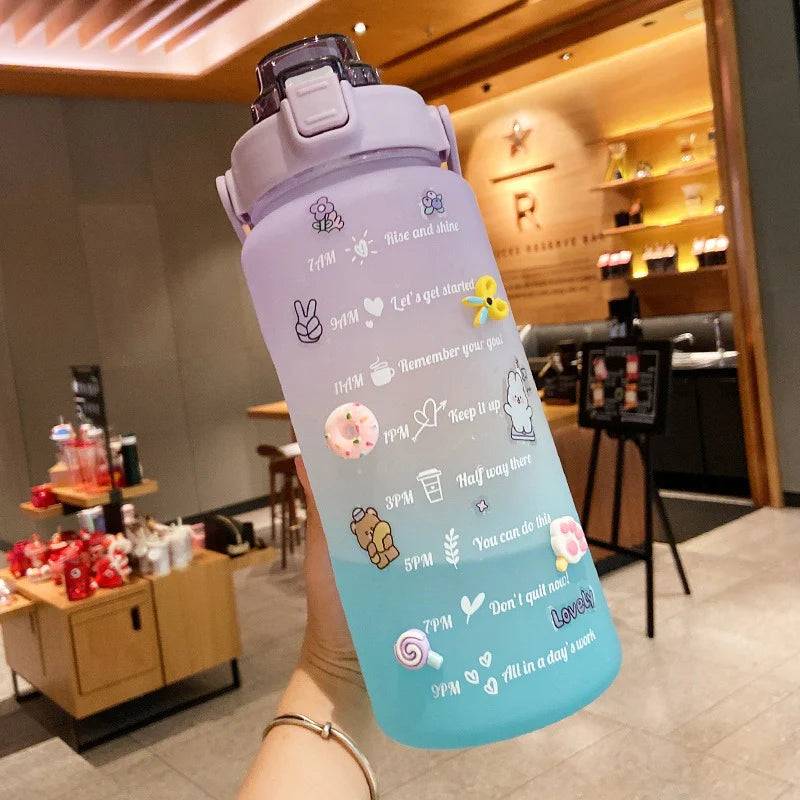 Large Capacity Gradient Color 2L Fitness Water Bottle - ShopNookk