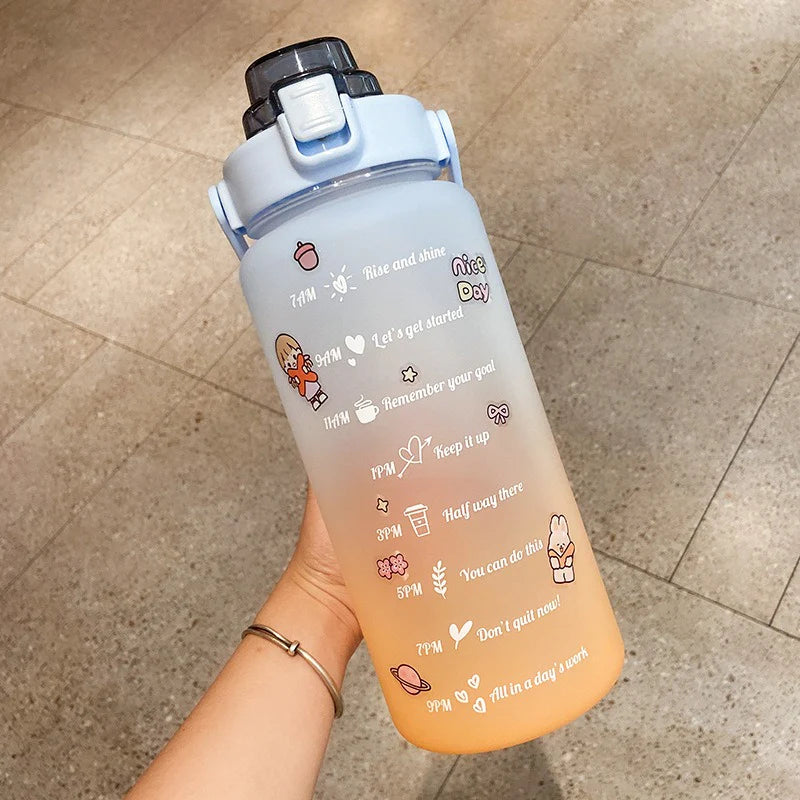 Large Capacity Gradient Color 2L Fitness Water Bottle - ShopNookk