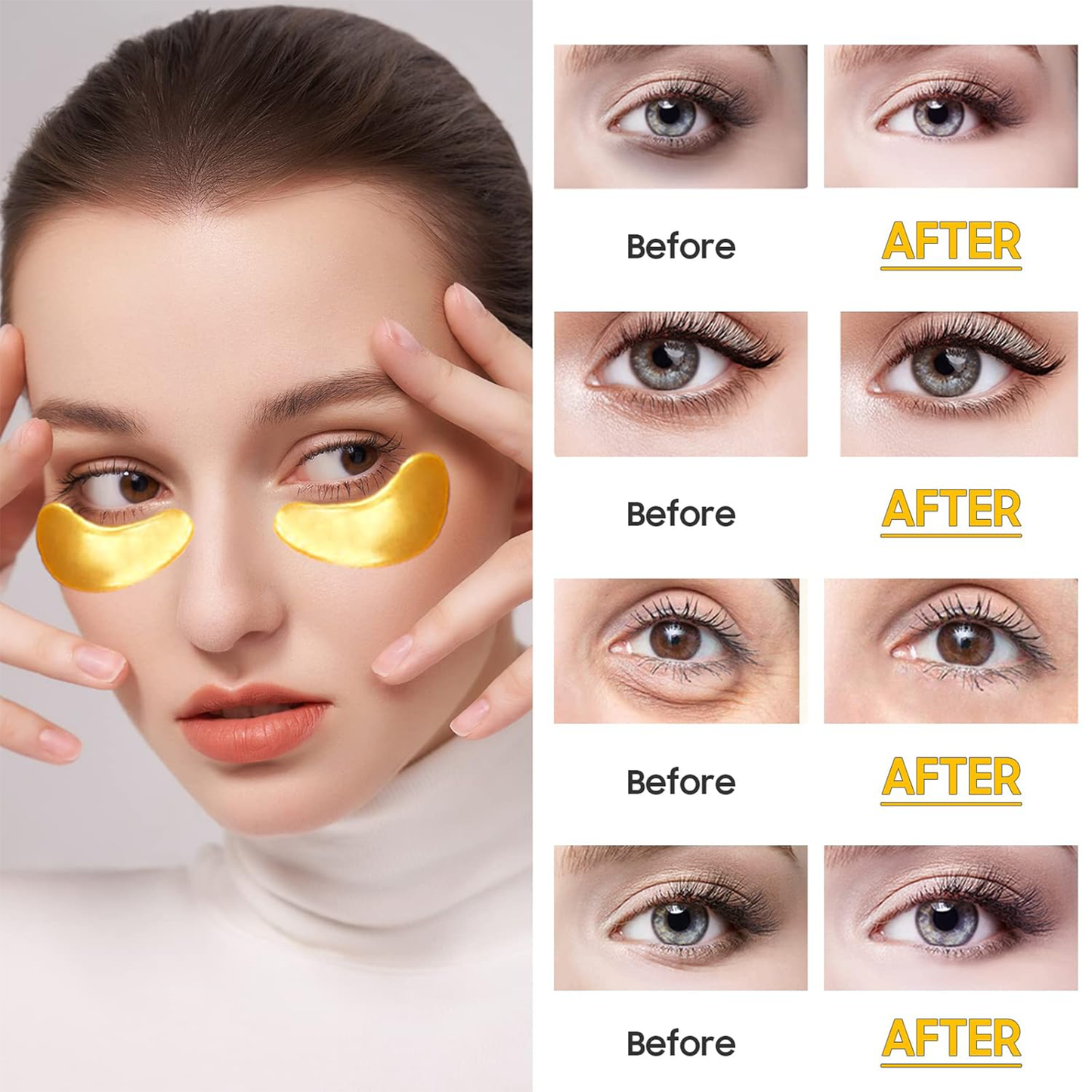 Gold Under Eye Mask - Hydrolyzed Collagen, Facial Mask, Moisturizing, Smooth, Suitable for night care, perfect gift