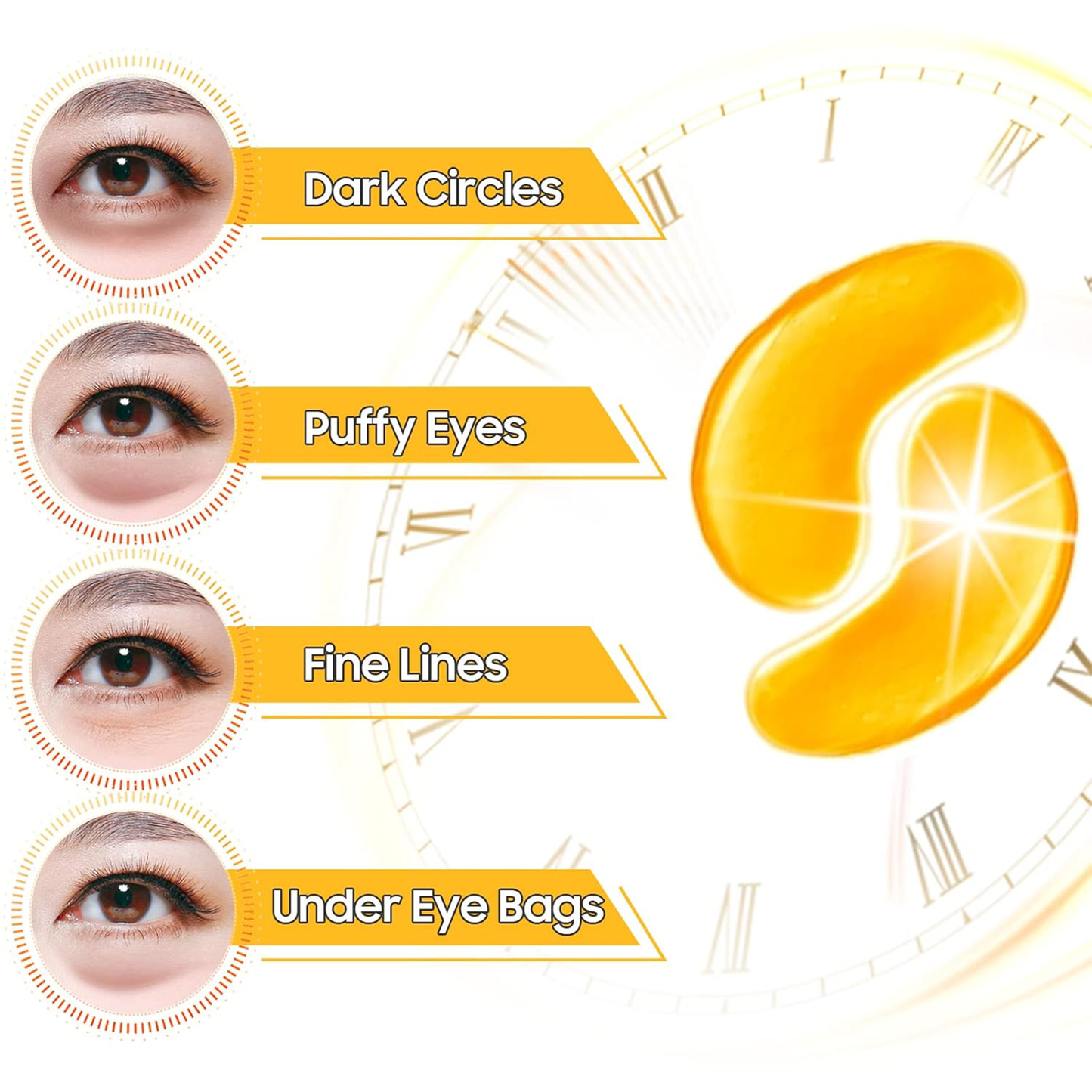 Gold Under Eye Mask - Hydrolyzed Collagen, Facial Mask, Moisturizing, Smooth, Suitable for night care, perfect gift