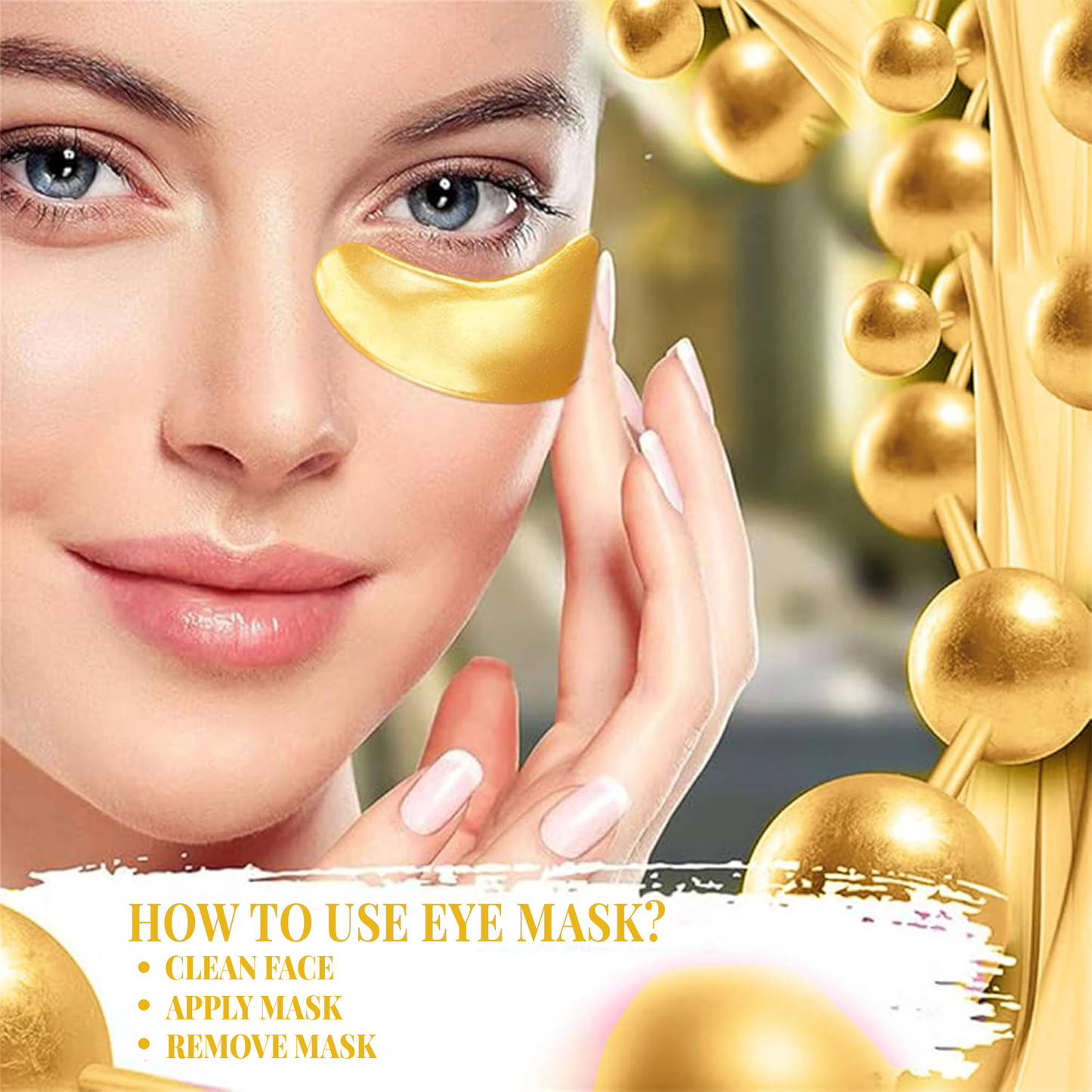 Gold Under Eye Mask - Hydrolyzed Collagen, Facial Mask, Moisturizing, Smooth, Suitable for night care, perfect gift