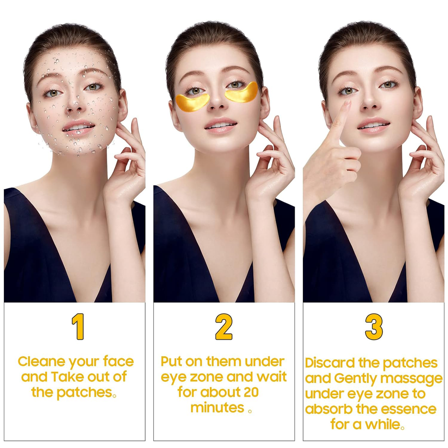 Gold Under Eye Mask - Hydrolyzed Collagen, Facial Mask, Moisturizing, Smooth, Suitable for night care, perfect gift