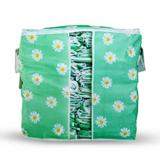 120 GSM Non Woven Storage Bag In Floral Print ( Green)