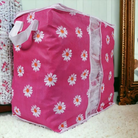 120 GSM Non Woven Storage Bag In Floral Print (Pink)